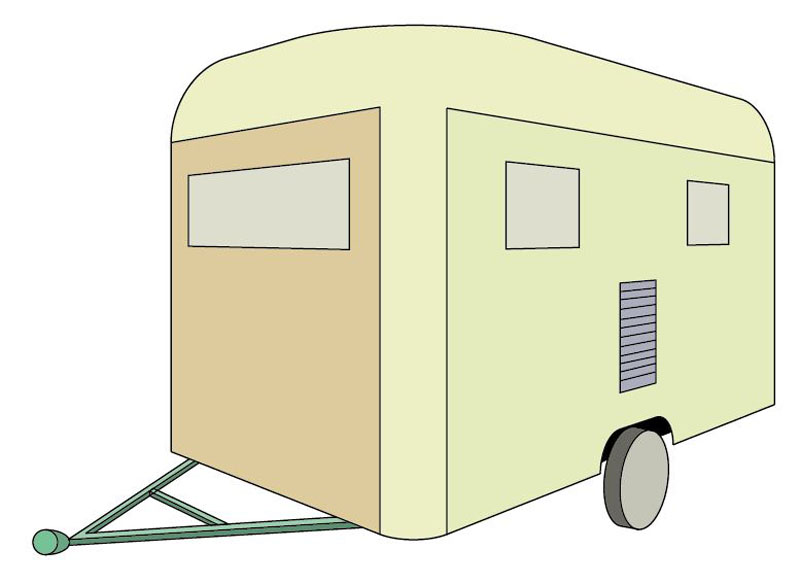 A drawing of a caravan