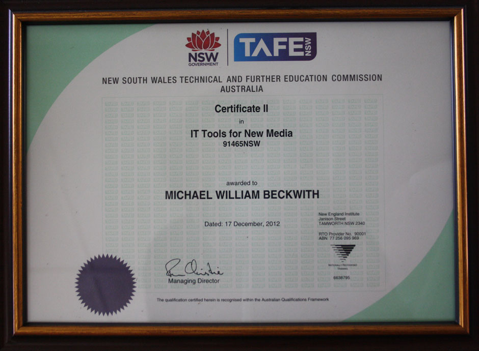 My Cert II in New Media