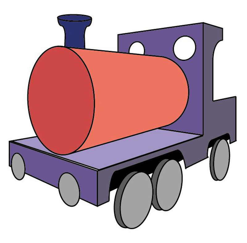 A drawing of a toy train